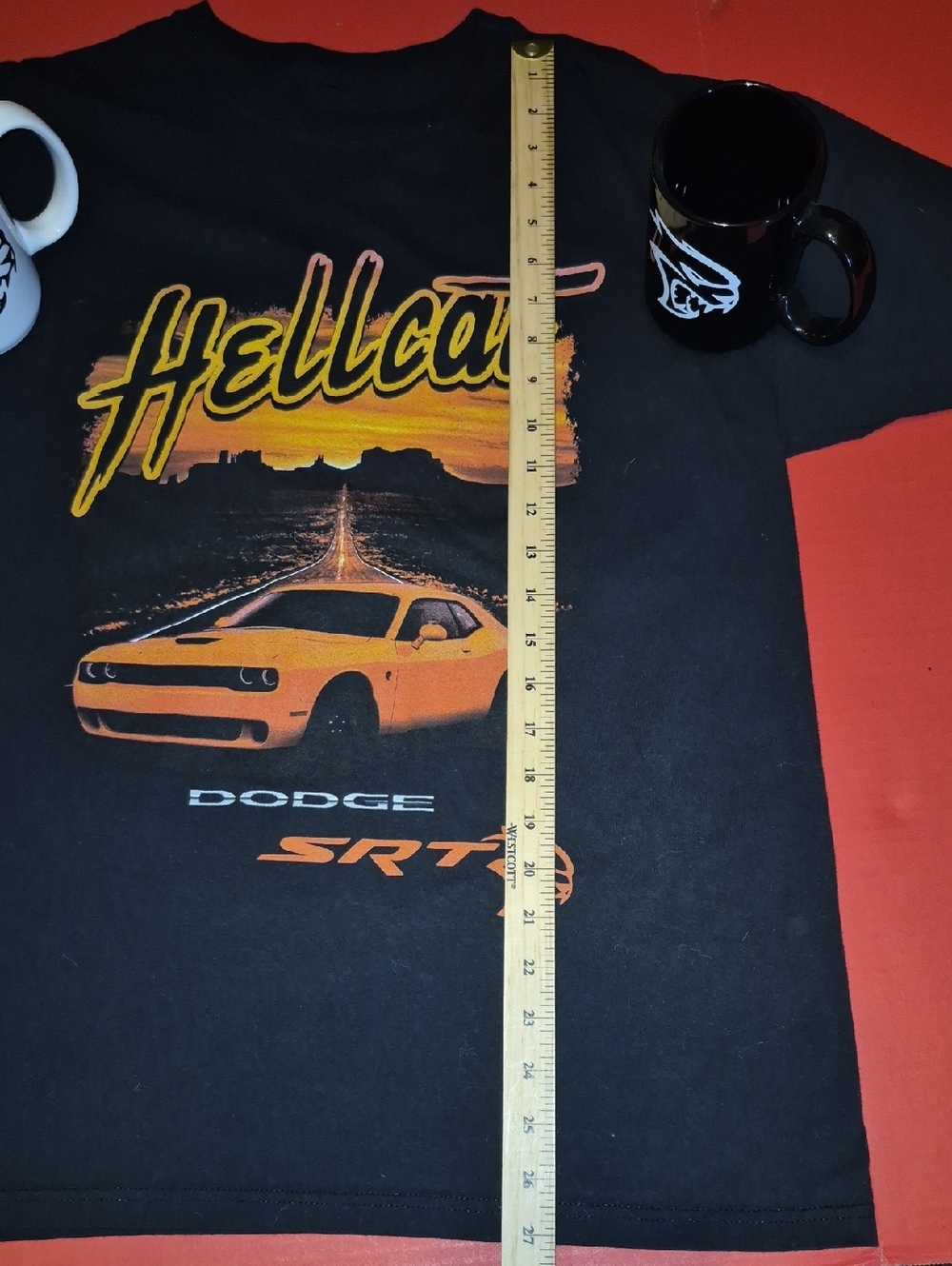 Dodge SRT Hellcat Black Tee with Orange Graphic And 2 Collectable Mugs. - Picture 9 of 9